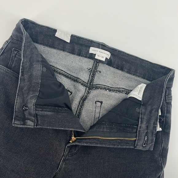 NEW GOOD AMERICAN Good Legs Straight Jeans Black184 Style GS419TFT 10/30 - Picture 8 of 14